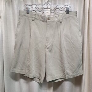 Tommy Bahama Men's 36 Beige Relax Zip Pleated‎ Front 100% Silk Shorts